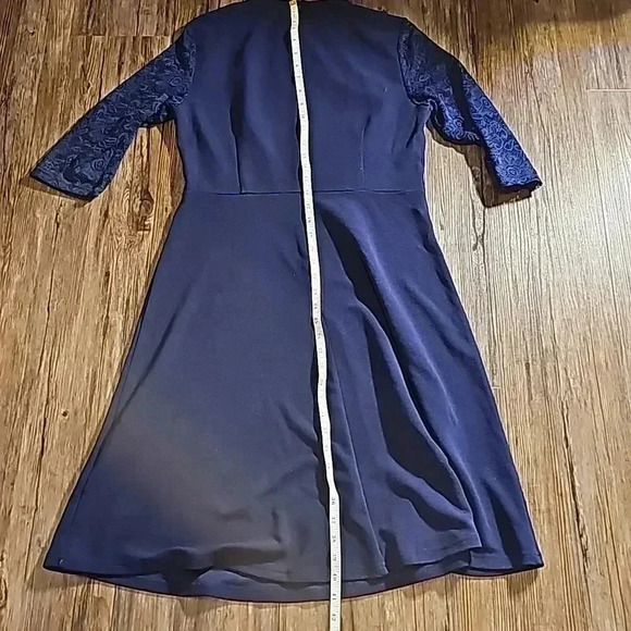 NWT Womens Homeyee Blue Crepe Lace Sleeve Maxi Dress Sz 10 - Picture 5 of 8